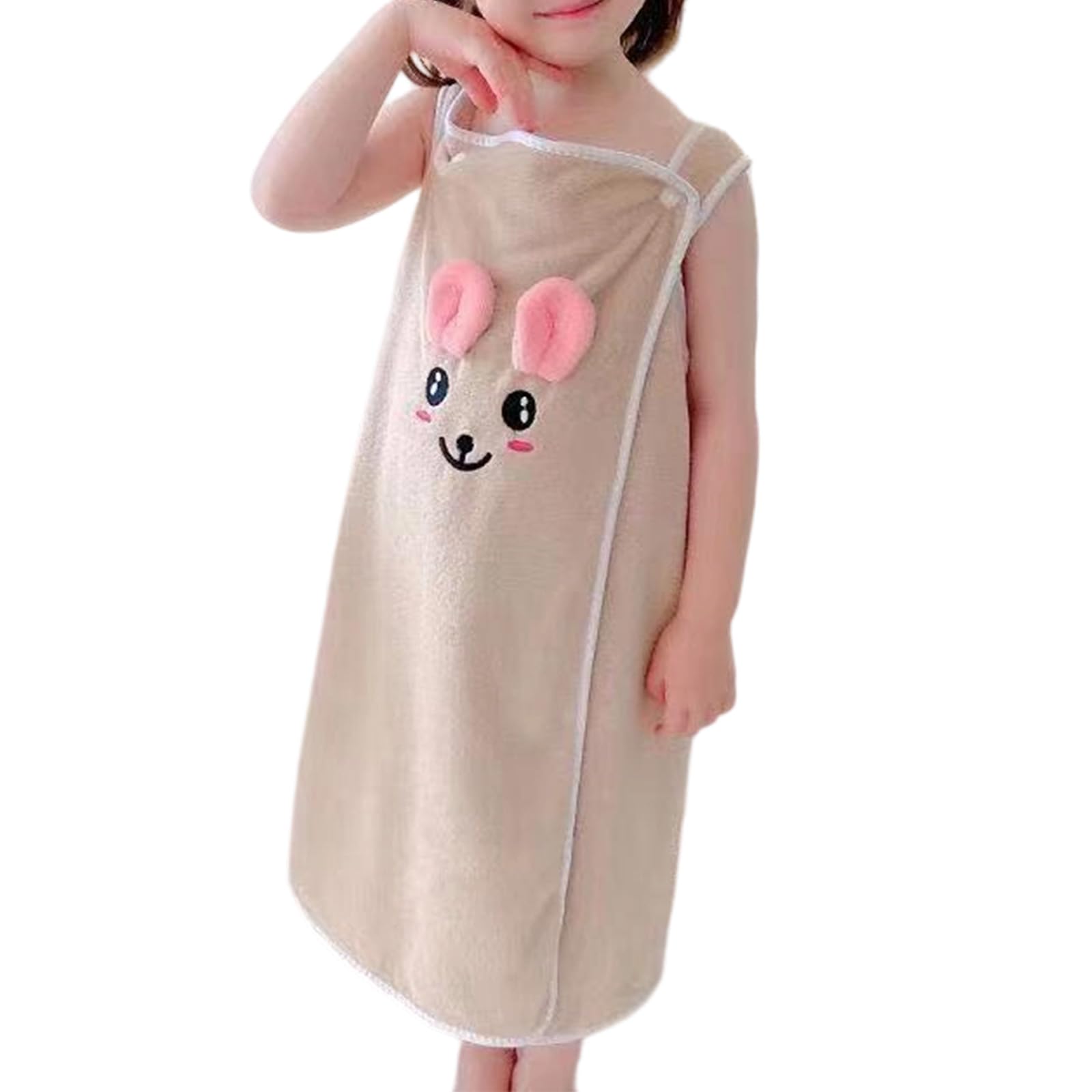 ZEPFJHE Kids Wearable Bath Towel with Hairband Soft Polyester Fiber for Bathing and Swimming Absorbent Bath Robe for Kids