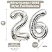 40 Inch Silver 26 Number Balloons Giant Jumbo Huge 26 or 62 Foil Mylar Helium Number Digital Balloons Silver Birthday Mylar Digital Balloons 26th or 62th Birthday Anniversary Events Party Decorations