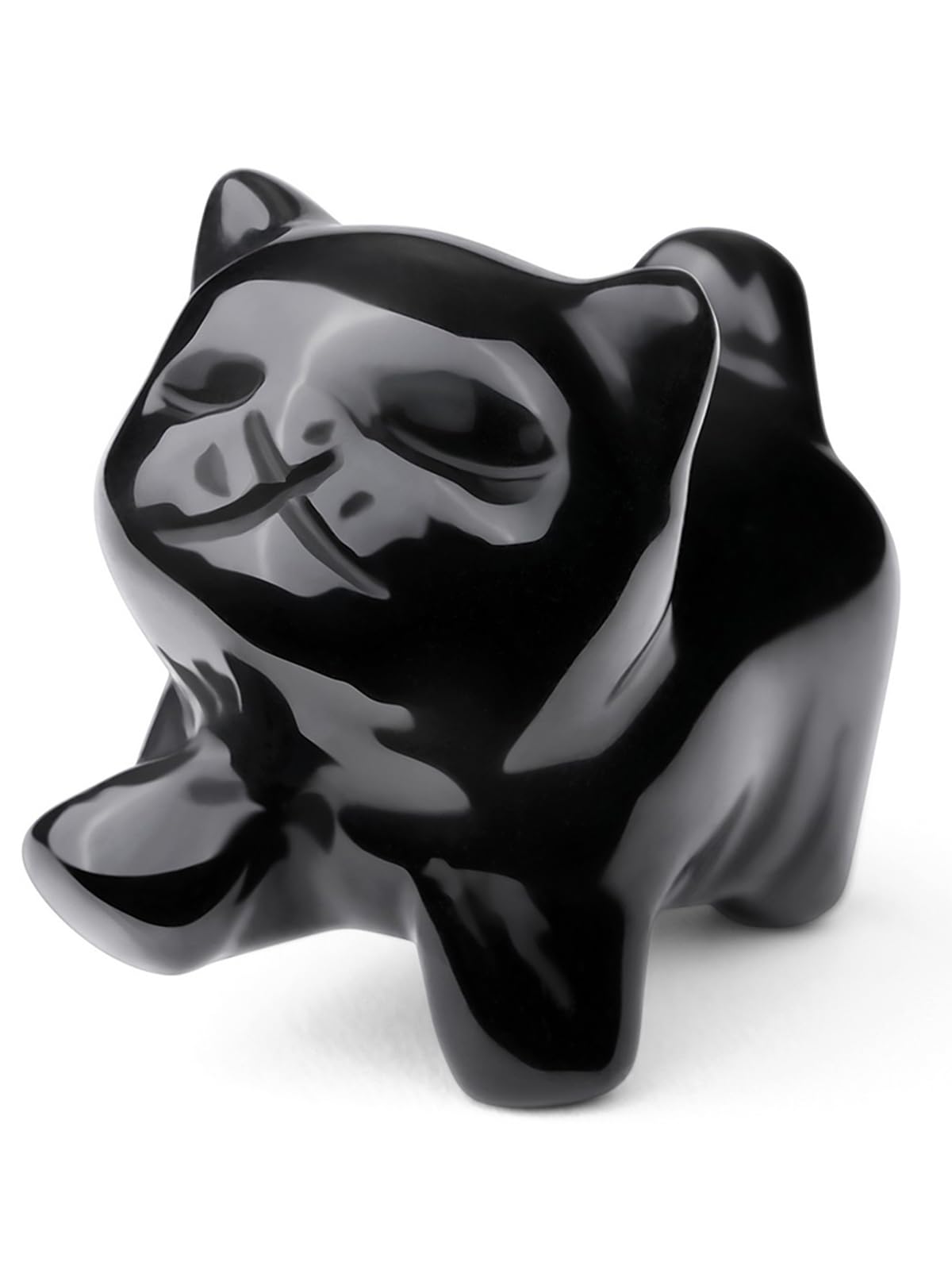 Jovivi Black Obsidian Crystal Cat Ornament Figurine Cat lovers Gifts for Women Birthday,Obsidian Stone Healing Crystal Gemstone Statue Cats Themed Gifts for Women Home Room Decor,1.5"