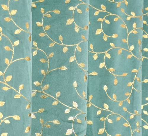 Image of Fabrilia Soft Velvet Printed Window Curtains for Living Room /Bedroom (5 Feet, Aqua Marine, Pack of 1 Piece)