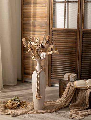Image of Sziqiqi Metal Tall Floor Vase, Large Boho Vase with Bead for Pampas Grass