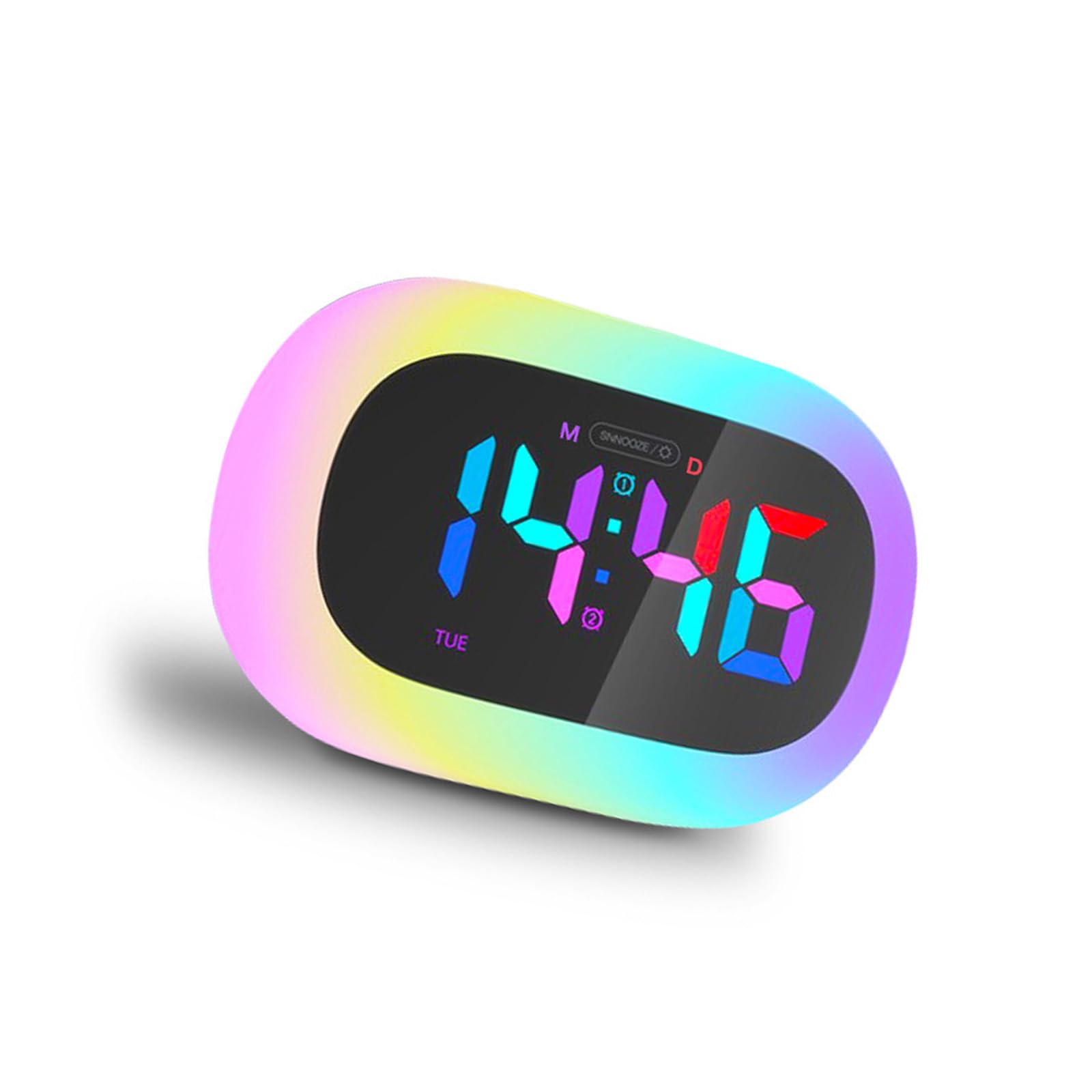 Jazuaiao Easy to Use Mood Lighting Alarm Clock Featuring Colorful Intelligent Wake Up Soft Silicone Safe Night Light for Bedroom Colorful Desk Lamp Clock