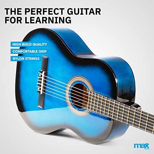 Image of MAX SoloArt 40-inch Full Size Classical Acoustic Guitar Starter Kit for Beginners & Adults - Includes Gig Bag, Tuner, Guitar Strap, Extra Strings & Picks | Designed & Engineered in Netherlands