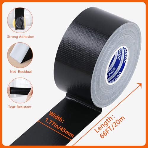 Image of ZOMPAGO Weather Stripping Tape Door Window Seal Black Tape,1.8in x 66 FT
