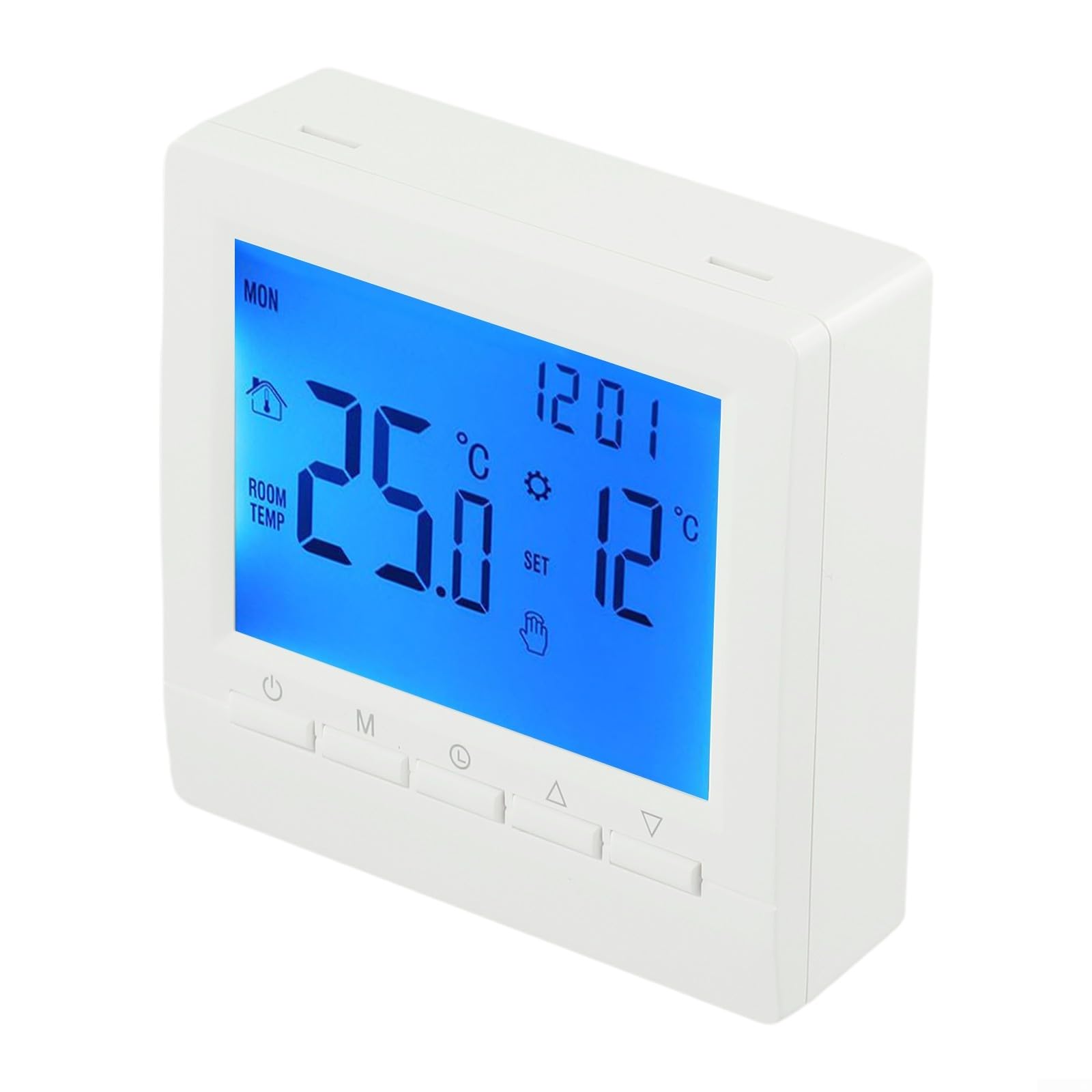 Termostato digital programable con pantalla LCD para caldera y calefacción por suelo radiante, programación de 5+2 días, diseño montado en la pared o independiente, rango de temperatura 5-90 °C