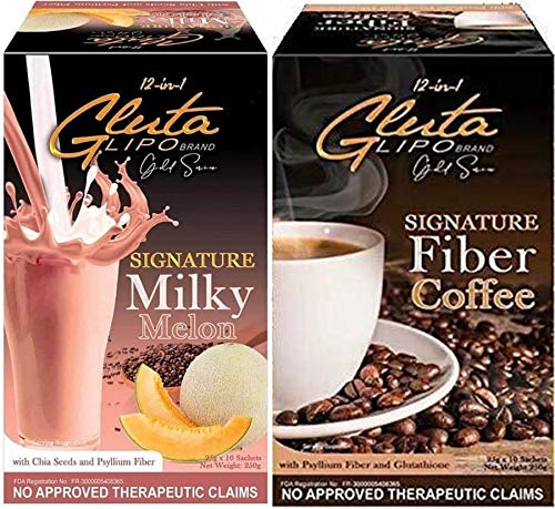 GlutaLipo Gold Series Signature Fiber Coffee & Milky Melon Mix Bundle - 20 Sachets