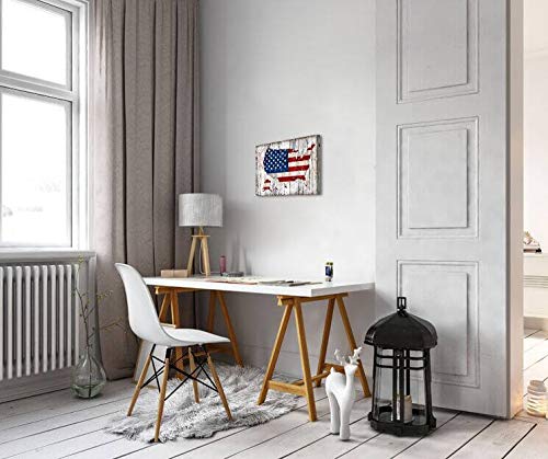 Rustic Wall Decor Vintage American Flag Of Us Map Canvas Wall Art For Wall Decoration Wood Background Usa Flag Canvas Prints For Bedroom Office Kitchen Home Wall Decor Framed Artwork Ready To Hang #TOP2