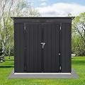LCOZPG Metal Garden Sheds 4ftx6ft Outdoor Storage Sheds, Garden Shed for Bike,Waterproof Steel Garden Storage Tool Shed with Lockable Doors for Backyard,and Outside,6x4FT,Black