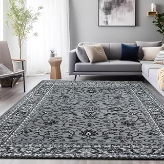 Rugs Inn Marrakesh Rug – Traditional Low Profile Vintage Design Extra Large Rug for Living Room Hallway Bedroom Dining Room Kitchen Carpet Mats (Grey - 0210, 160 x 230 cm)