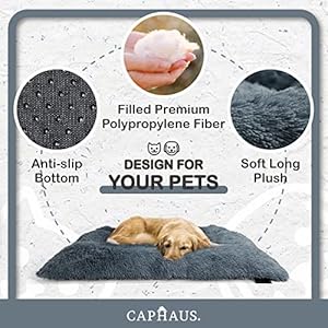   CAPHAUS-3543-Inch-Deluxe-Plush-Crate-Pet-Bed-Shaggy-Pillow-Dog-Bed-with-Anti-Slip-Bottom-Washable-Anti-Anxiety-Fluffy-and-Soft-Kennel-Pad-for-SmallMediumLarge-Dogs-in-Pink-Dark-Gray-Black