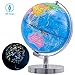 Produktbild 20,3 cm LED-beleuchteter Globus für Kinder, 3-in-1 interaktiver pädagogischer Weltkugel mit Ständer, blaue Ozean-Erde Globus mit politischer Karte, Sternbild Globus und LED-Schreibtisch-Nachtlicht