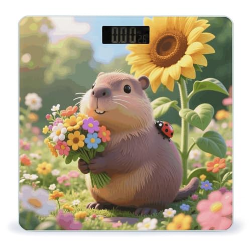 Báscula digital Cute Flower Capybara para cuerpo, 180 kg miniatura 1