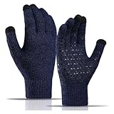 LAPONO knit gloves, winter warm gloves, windproof, anti-slip touch screen, bicycle, thick working outdoors, sports, driving, skiing, running for women and men(Blau)