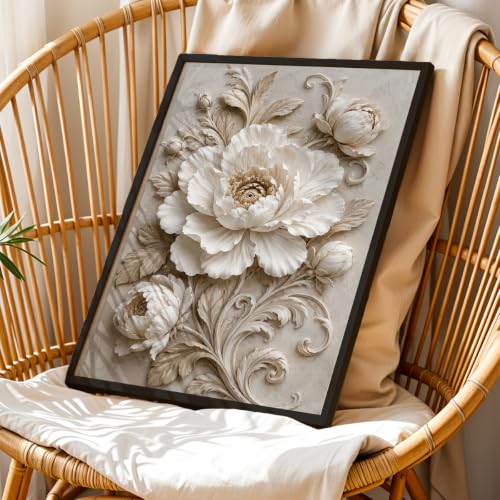 Image of NoWorries Floral Botanical Wall Painting with Frame | Premium Textured Flower & Leaf Artwork, Pastel Nature Wall Decor Framed for Living Room Bedroom Office and Home Decoration (Art-16,17x25inch)