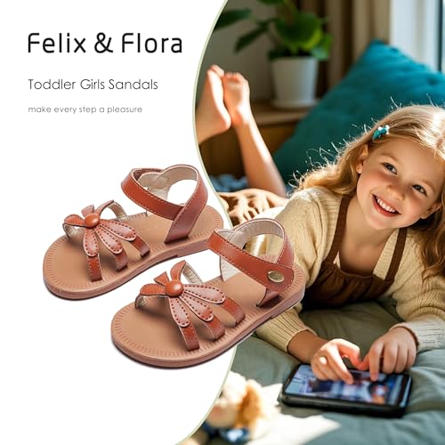 Image of Felix & Flora Toddler Girl Sandals - Flower Girl Dress Shoes Open Toe Little Kid Flats