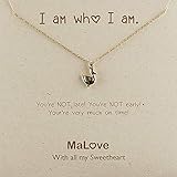 MaLove Lovely Simple Daily Tiny Small Dainty Delicate Happy Duck Inspirational Pendant Necklace, Handmade Gold Tone Plated Pendant Necklace Jewelry Gift for Women