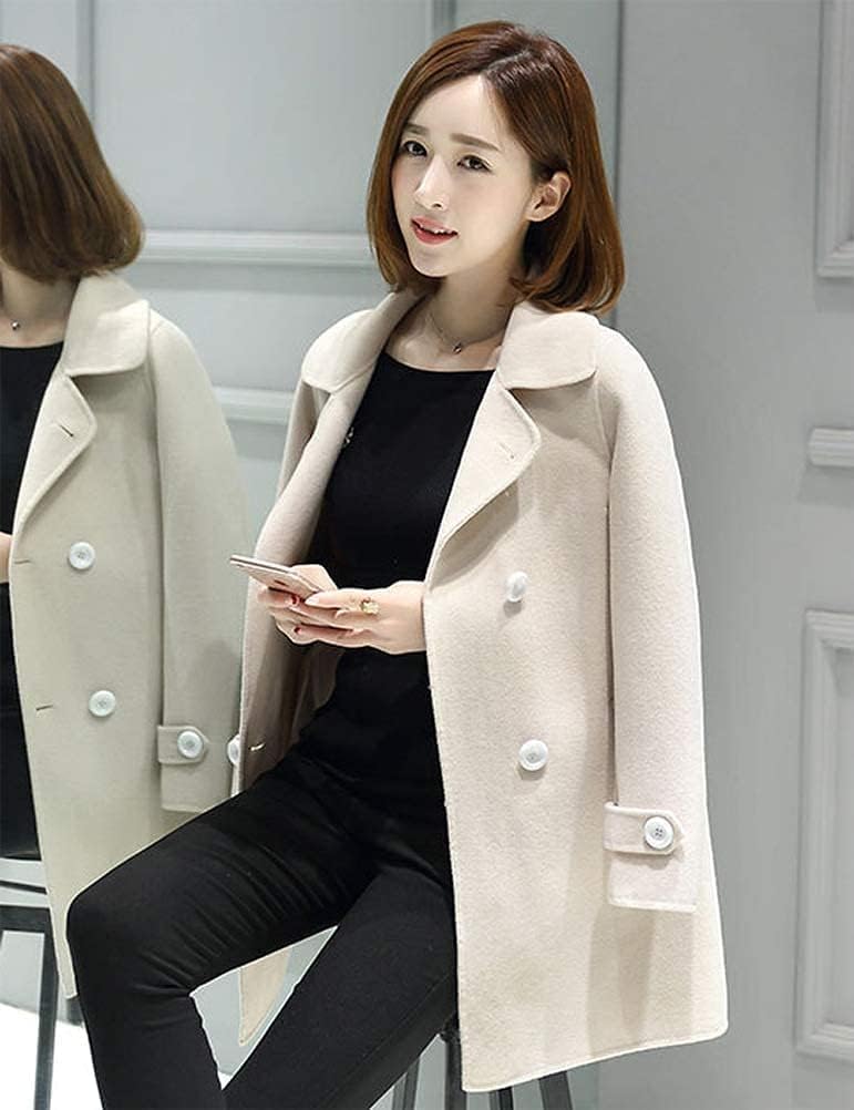 Ylingjun Womens Double Breasted Wool Jackets Casual Classic Fit Pea Coat Outwear