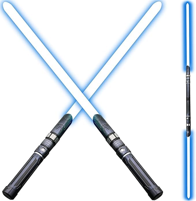 2 pack lightsaber 2 in 1 dueling light saber with12 rgb colors 16 sound fonts and motion control, force fx lightsabers with retro weathered handle and replaceable blade for adults, kids
