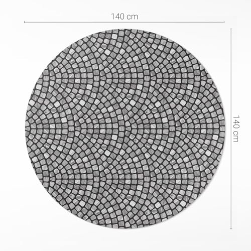 Tapis Vinyle ø140 cm Rond Mosaïque de Pierre Maison Déco - 4