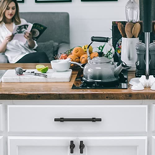 FURNIWARE Pack of 5 Cabinet Handles, Hardware Drawer Pulls Kitchen Cabinet Door Handles Pull for Kitchen Dresser Drawer Bathroom, Matt Black,160mm(6.3 Inch) Hole Center - Image 2