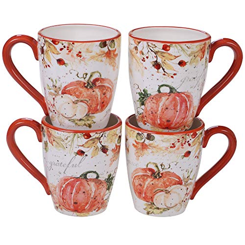 Set de 4 tazas Harvest Splash 18 oz cerámica miniatura 1