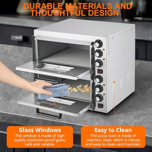 3600W Commercial Countertop Pizza Oven, 16 Inch Stainless Steel Electric Pizza Maker with Dual Heating Elements, Multi-Use Oven for Home Kitchen Restaurant Commercial Use - Image 5