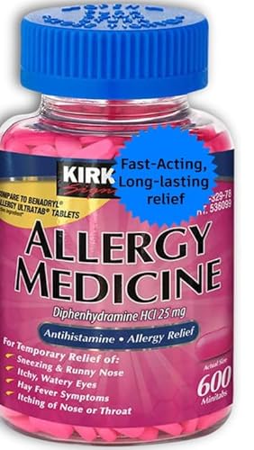 Allergy Medicine 25 mg, 600 Ct (1 Pack) Compatible with Kirland Bundle with Exclusive Allergy Relief