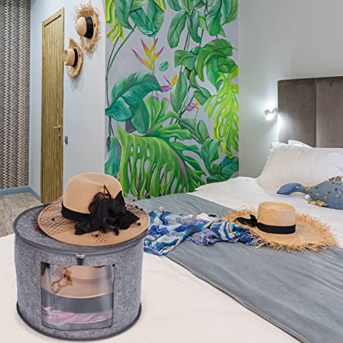 Large Hat Box Travel,Foldable Hat Boxes With Lids, Decorative Closet Organizer For Women And Men,Suitable For Various Types Of Hats,15.7 X11 Inch,Gray #TOP6