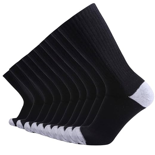 EnerWear 10P Pack Unisex Cotton Moisture Wicking Cushion Crew Socks