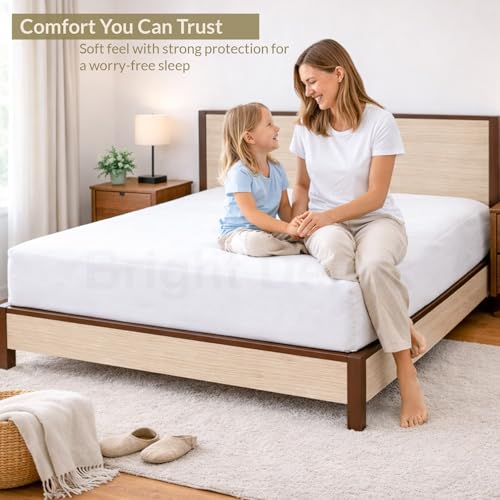 Image of 100% Waterproof Mattress Protector Single Size Bed 30x72 Inch, Non Woven Fabric Fitted Mattress Cover with Elastic, Waterproof Bed Protector, Hypoallergenic, 10 Inch Deep Pocket - White
