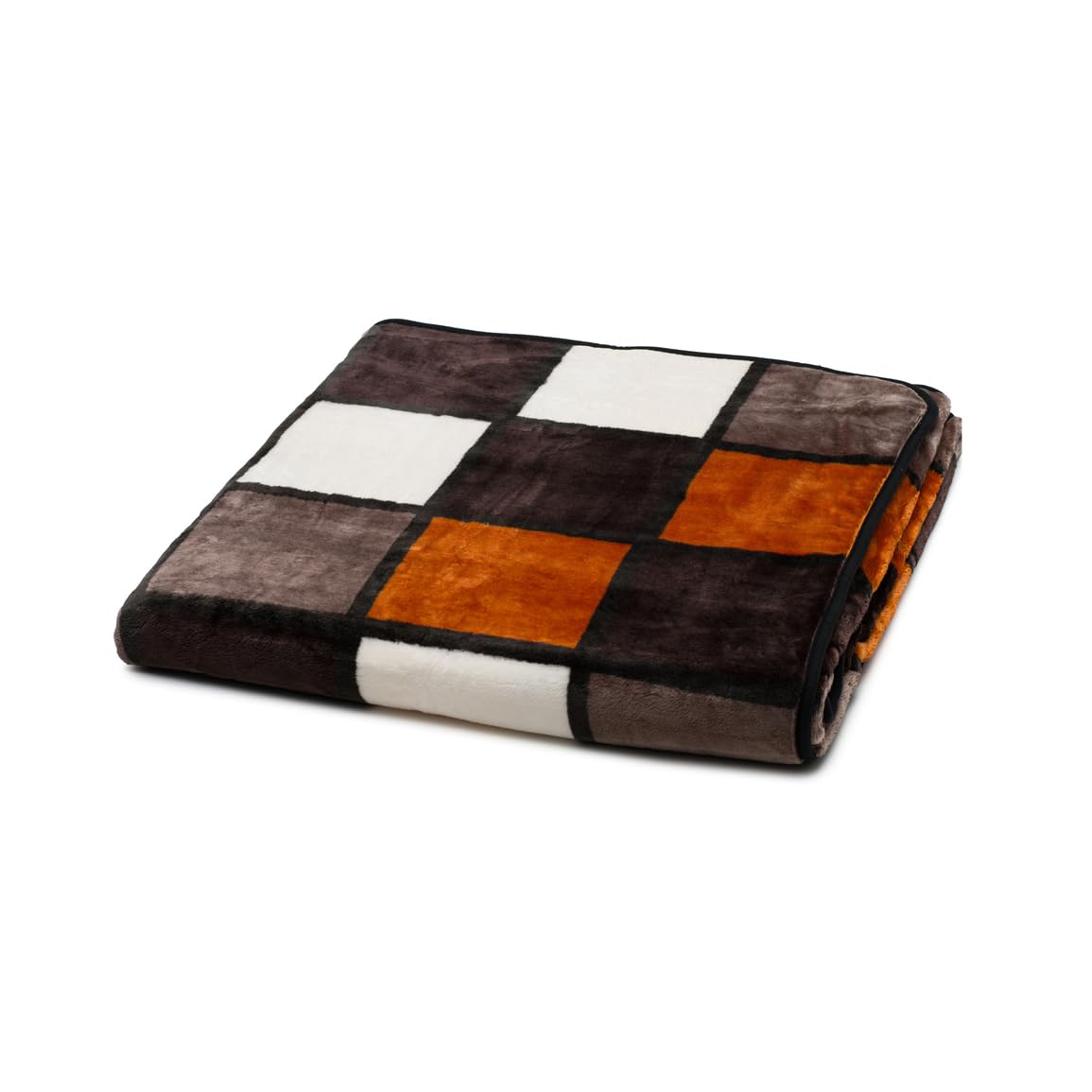 Gözze - Weiche Kuscheldecke, Cashmere Feeling, Hohes Stoffgewicht 500 g/m², Antigua, 150 x 200 cm - Zimt/Schwarz/Weiß