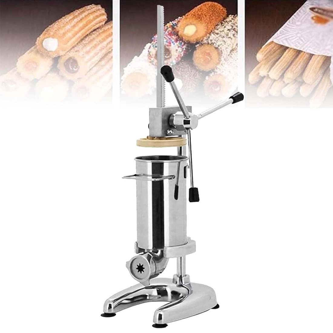 Máquina para hacer churros manual,comercial 2L 3L Manual Español Donut Churrera Churro Maker Machine con 5 tipos de moldes,Máquina para hacer churros española vertical acero inoxidable,3L