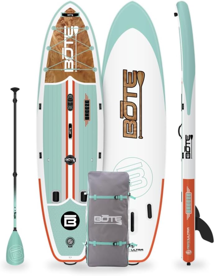 BOTE 10' FT 6" Breeze Aero Inflatable Stand Up Paddle Board, MAGNEPod Compatible Blow Up iSUP Great for Adults Kids Family Travel Friendly Multiple Sizes Color Options