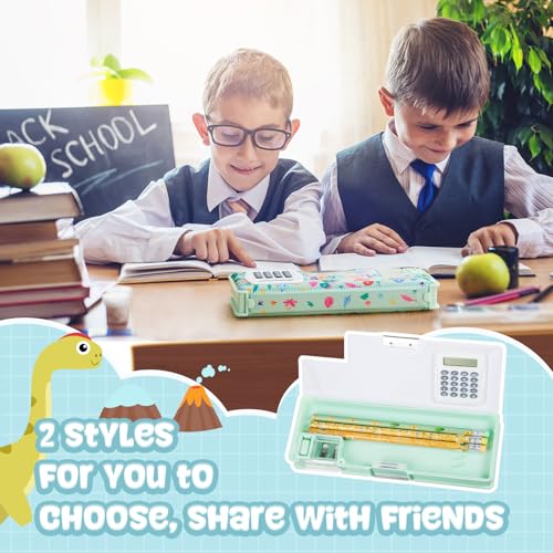 Image of Henoyso Multifunctional Pencil Box for Boys, Cute Dinosaur Pencil Case with Calculator and Sharpener, 2026 Back to School Supplies Organizer for Kids Teens Students, Elementary Gift