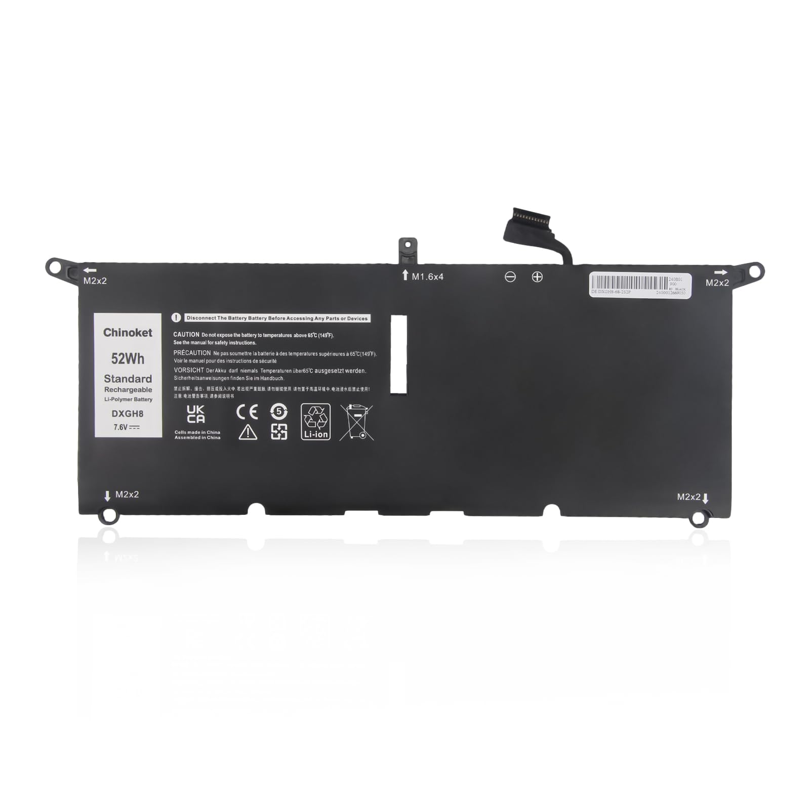 DXGH8 Batería para DELL XPS 13 9370 9380 inspiron 13 7390 7391 2-in-1 Inspiron 5390 5391 7490 Latitude 3301 e3301 Vostro 5391 5390 Series H754V V48RM HK6N5 P82G001 P113G G8VCF 52Wh