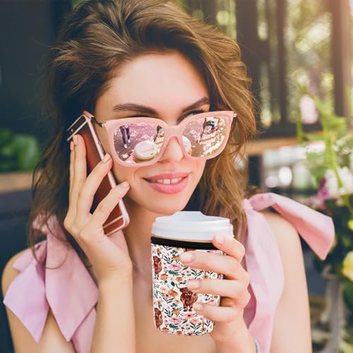 Image of Reusable Insulated Sleeve for Iced Coffee Cup, Coffee Neoprene Sleeve for Cold & Hot Drinks, Beverage Holder for Iced Coffee (Highland Bloom, Small: 16-18oz)