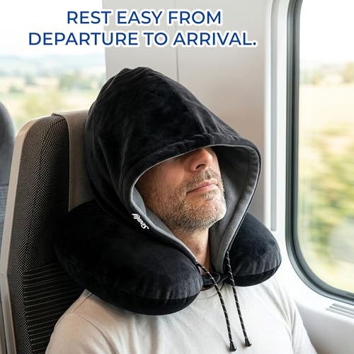 Almohada de viaje con espuma viscoelástica y capucha miniatura 6