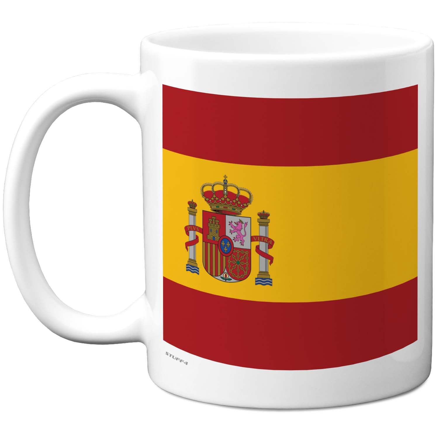 Stuff4 Spain Mug - Bold Flag & Coat of Arms Souvenir - Patriotic Gift for Travel Fans - 11oz Ceramic Gloss Mug