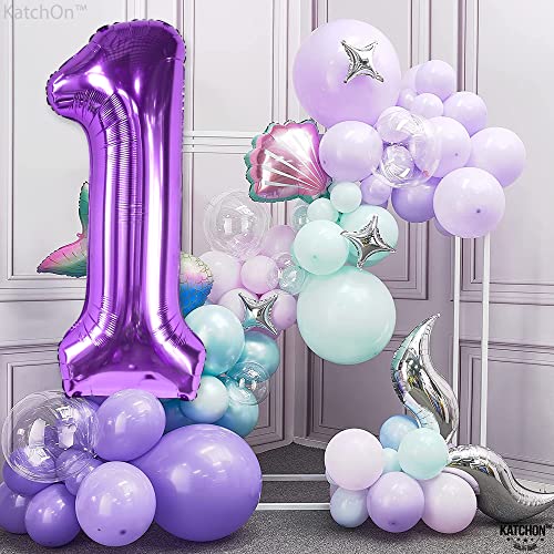 Image of Katchon, 40 Inch Purple Number 1 Balloons For 1st Birthday Decorations