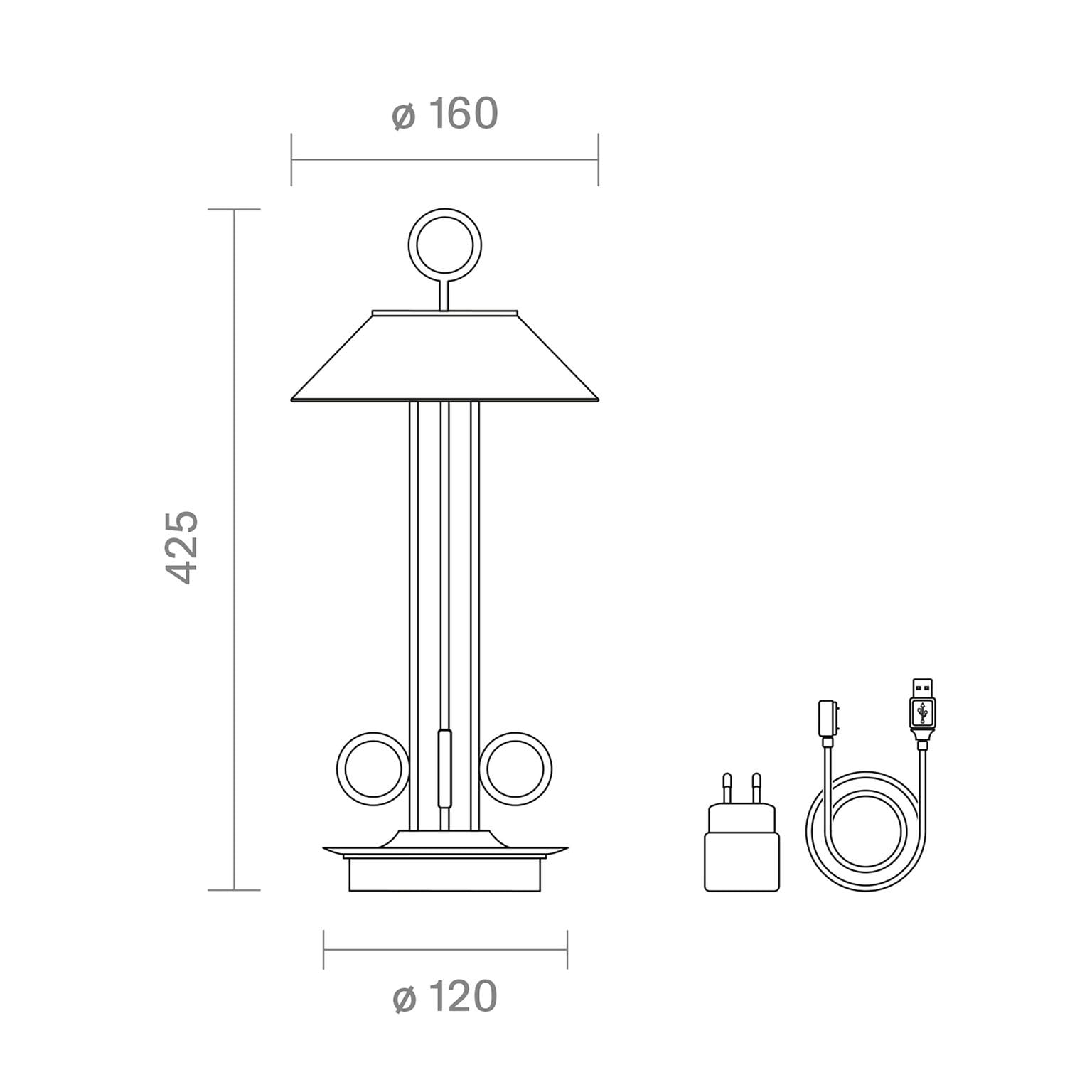 SIGOR Nudiderot - Dimmbare LED Akku-Tischleuchte Indoor & Outdoor, IP54 spritzwassergeschützt, Höhe 42,5cm, aufladbar mit Easy-Connect, 12 h Leuchtdauer, kupferfarben