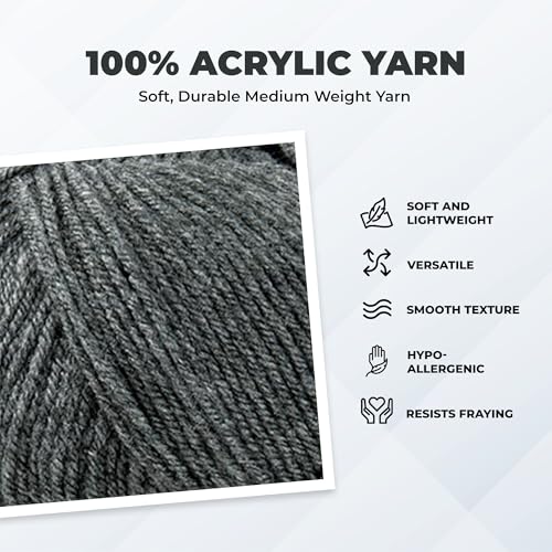 Image of Mary Maxim Maximum Value Acrylic Yarn for Crocheting and Knitting, Soft Worsted Weight Grey Yarn 4, Ideal for Blankets, Sweaters, Hats, and Scarves, 8 oz Skein (474 Yds), Dark Grey - 1 Skein