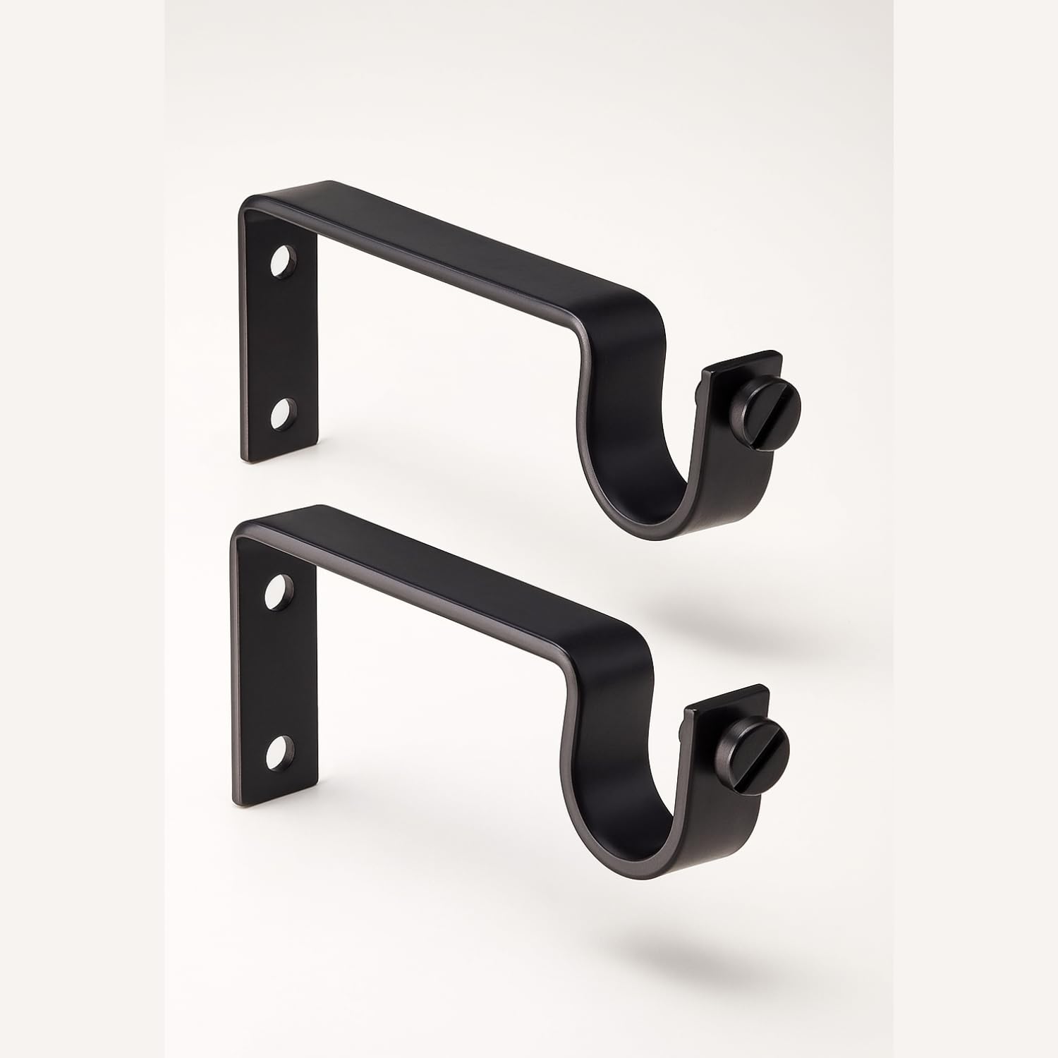 Urban Elite Stainless Steel Black Curtain Rod Brackets – Heavy-Duty Wall Mount Clamps for Curtain Rod Support for Door and Window Curtain Rods with Screw and Wall Plug – Pack of 2PCS (Black)-image-44
