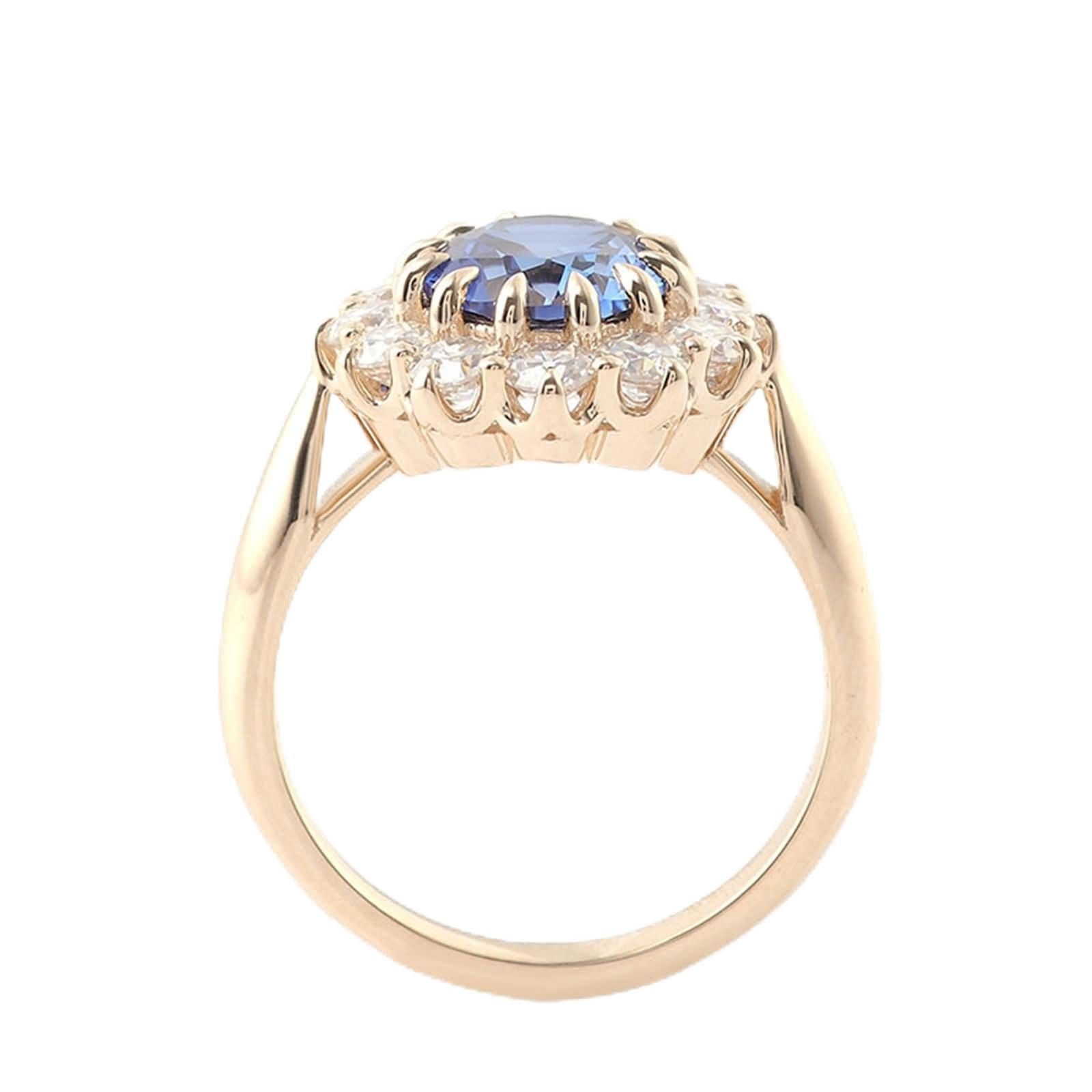 Wycian Anello Promise For Her, Anello Zaffiro Oro Giallo 9 carati Zaffiro Creato 1Ct Taglio Ovale Blu Personalizzato Per Compleanno