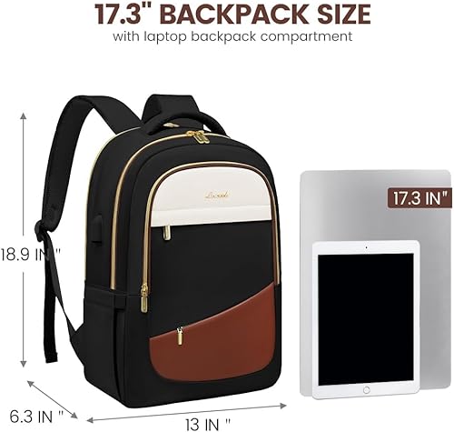 Miniatura 5 de LOVEVOOK Mochila para computadora portátil para mujer, mochila para trabajo, universidad, viajes, negocios, mochila con puerto USB para profesores y