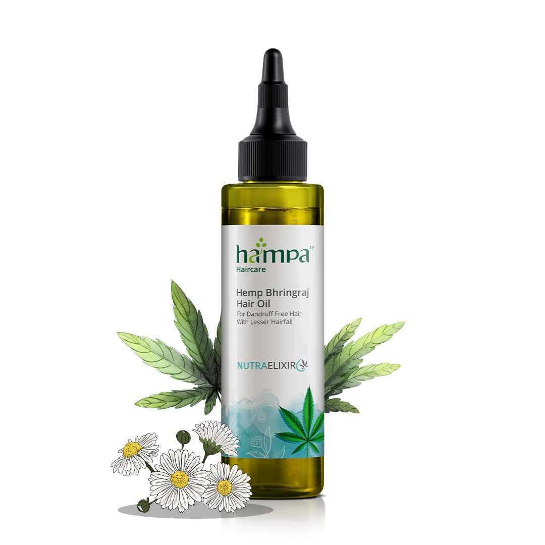 Hemp Bhringraj Hair Oil 100ml | Prevents Hairfall, Premature Greying, Dandruff | Promotes Hair Growth | Pure Himalayan Hemp, Bhringraj Oil, Essential Oils | Natural, No Toxins