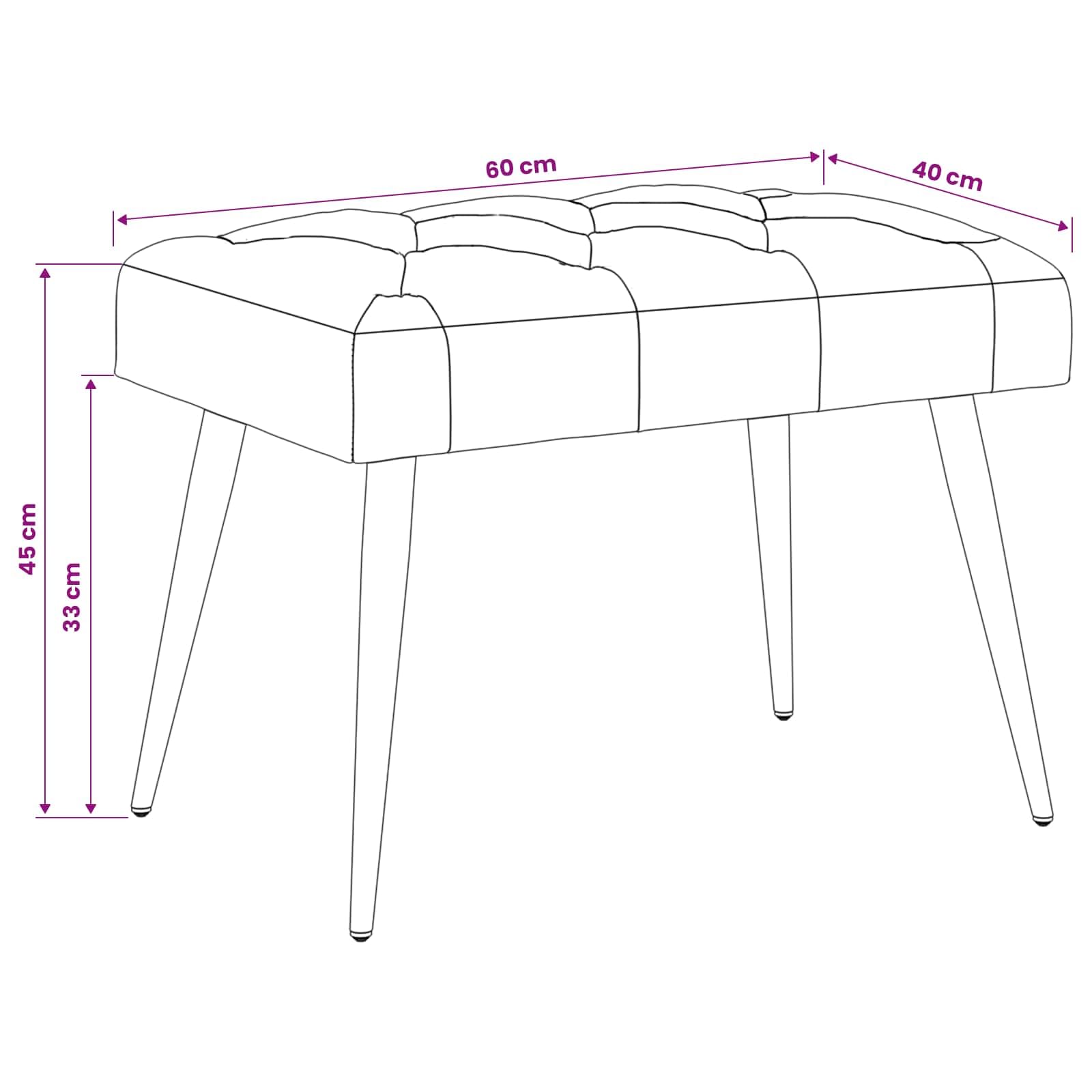Panchina in Velluto con Bottoni Grigio Scuro 60x40x45 cm