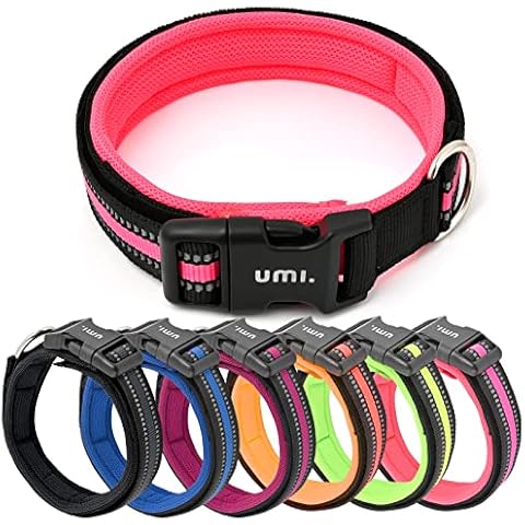 Amazon Brand - Umi Reflective Dog Collar, Adjustable Puppy Collars with Safety Buckle, Padded Breathable Soft Neoprene Nylon Pet Collar for Small & Medium Dogs (S, Pink) Cover