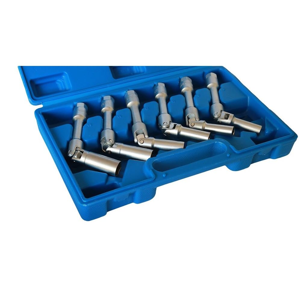 Trade Shop - Kit 6 Chiavi Bussola Snodate per Candelette Auto Diesel da 8 A 16 Mm 3/8" 160mm