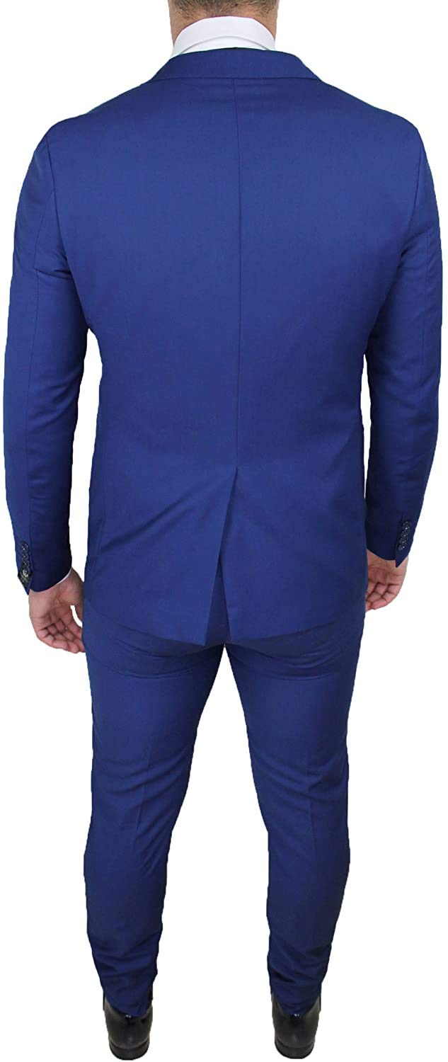 Abito Completo Uomo Sartoriale Blu Slim Fit Aderente Nuovo Elegante Cerimonia