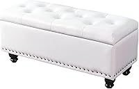 Vista 10 de Otomana de almacenamiento, banco de entrada con botones de piel sintética con almacenamiento, taburete para cambiar zapatos, baúl de juguete